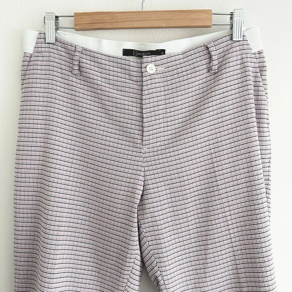 Pink Plaid Stretch Trousers Pants Women’s Size 32 Preppy Retro Academia Office - Picture 4 of 12